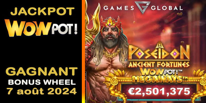 Jackpot WowPot Gagné en Août 2024